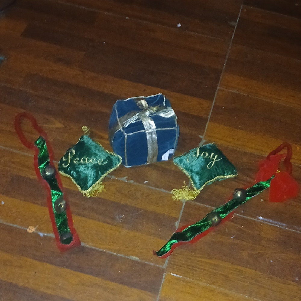 Festive Green and Red Holiday Ornaments